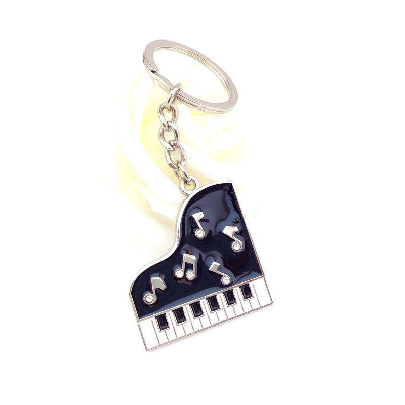 2017 New Arrival Fashion Gift Silver Black and White Enamel Glaze Beethoven Musical Notes Piano Key Chain | Украшения и