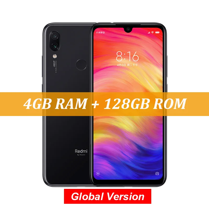 Space Black Xiaomi Redmi Note 7 с глобальной версией, 4 Гб ОЗУ, 128 Гб ПЗУ, 48мп камеры Snapdragon 660 AIE 6,3 ''FHD+ QC 4,0, 4000 мАч, мобильный телефон - Цвет: Space Black