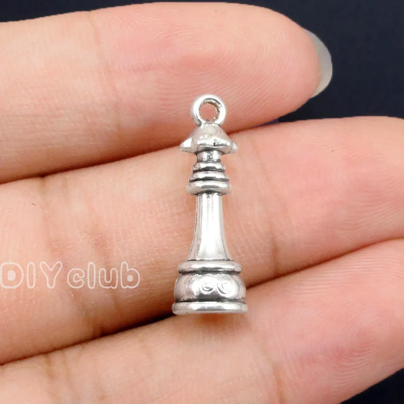 50 шт. подвески в виде шахматных изделий из античного серебра кусочка королевы 23x8