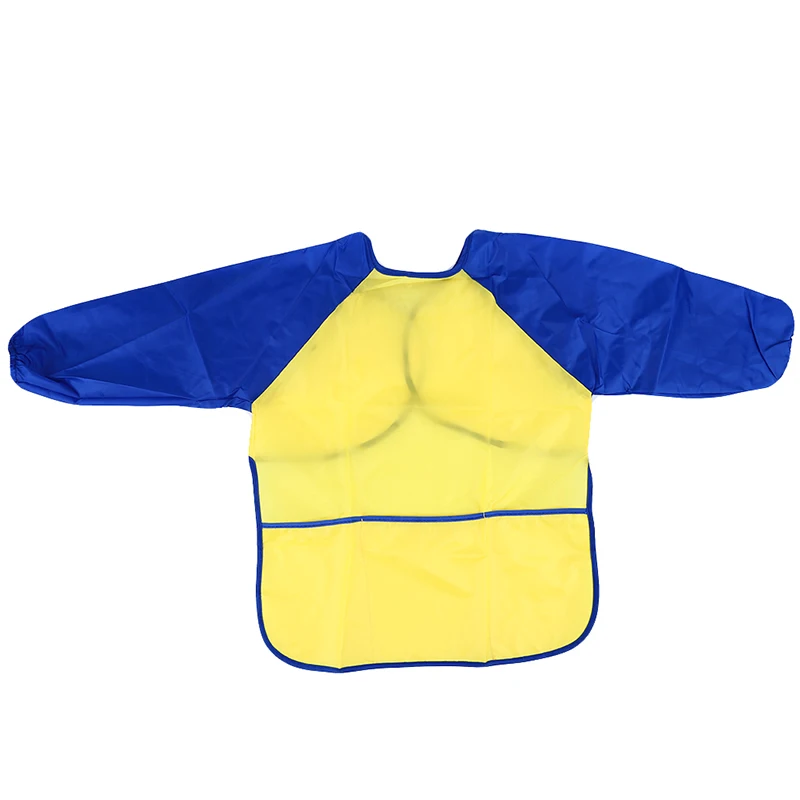Dark blue yellow Водонепроницаемый Фартук с длинными рукавами, Детский многофункциональный фартук с рисунком, детская одежда для детского сада - Цвет: Dark blue yellow