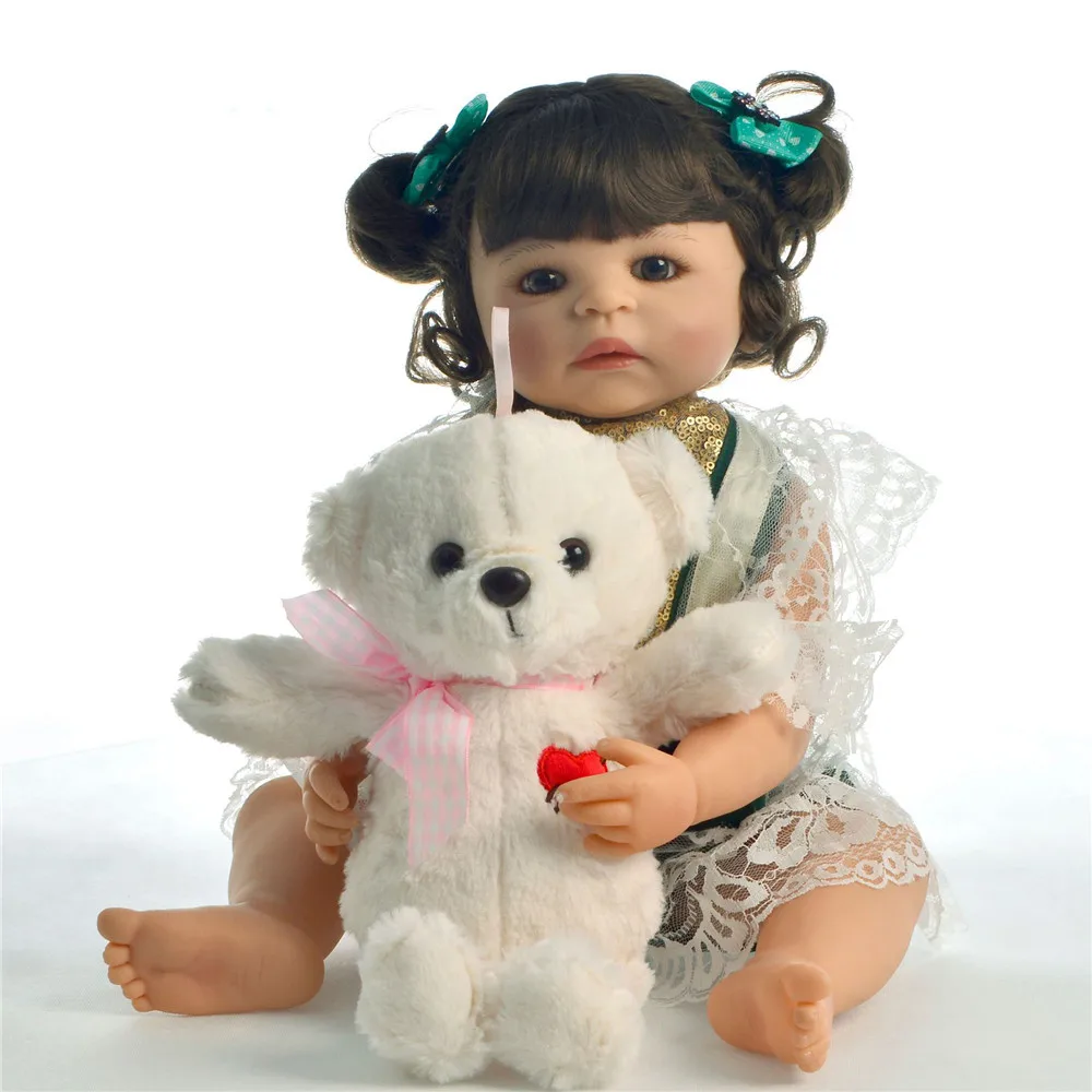 55cm Full Silicone Body Reborn Baby Doll Toy For Girl Vinyl Newborn Princess girl Bebes reborn Accompanying Birthday Gift | Игрушки и