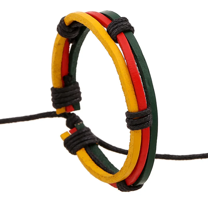 The Men And Women Of Red Green Yellow Color Woven Leather Bracelet Outlets | Украшения и аксессуары