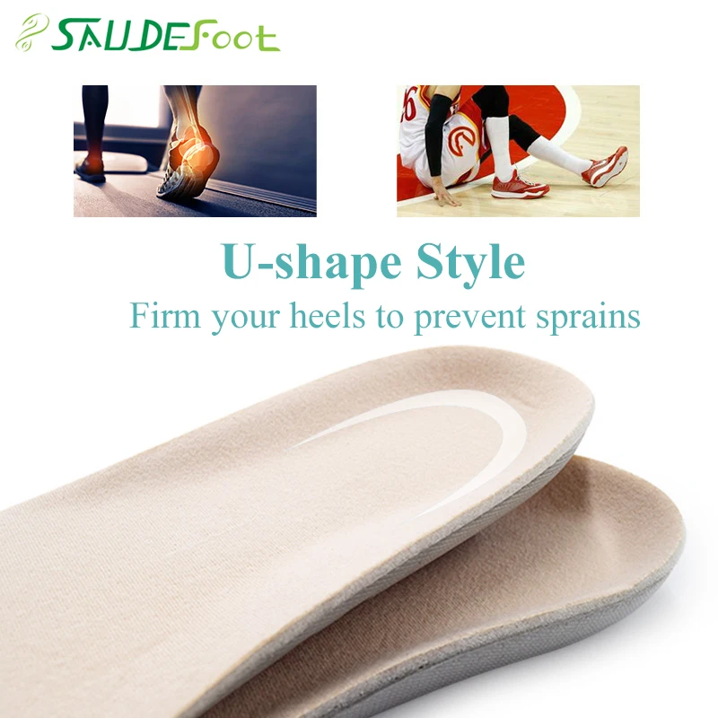 Saudefoot PU Sport Insoles Sweat Absorption Pads Pain Relieve  Material Flat Feet Running Sport Shoe Foot Care Men Women