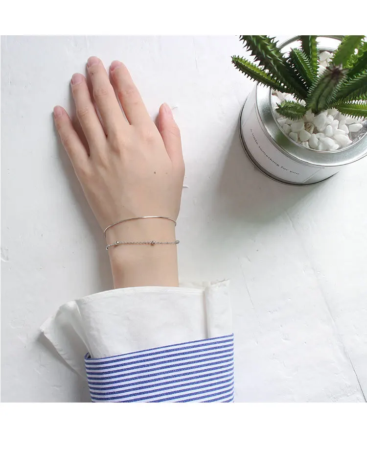2019 Luxury 100% Pure 925 Sterling Silver Fashion Women's Jewelry Double Layer Beads Bracelet For Gift Girls Lady | Украшения и