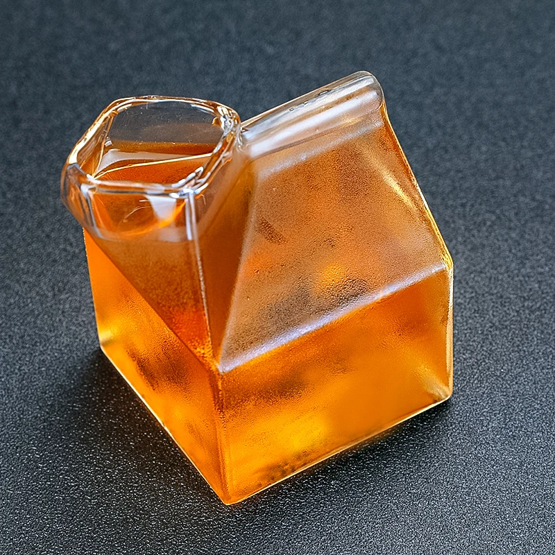 Free Shipping 4 PCS Square Shape Cocktail Glass Milk/Juice Glass Drinkware Set of 4