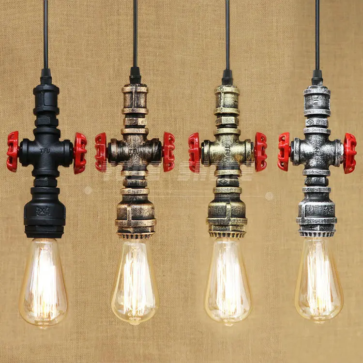 

Hot selling 4 style Loft industrial Iron water Pipe Vintage pendant lamp for bar restaurant cafe