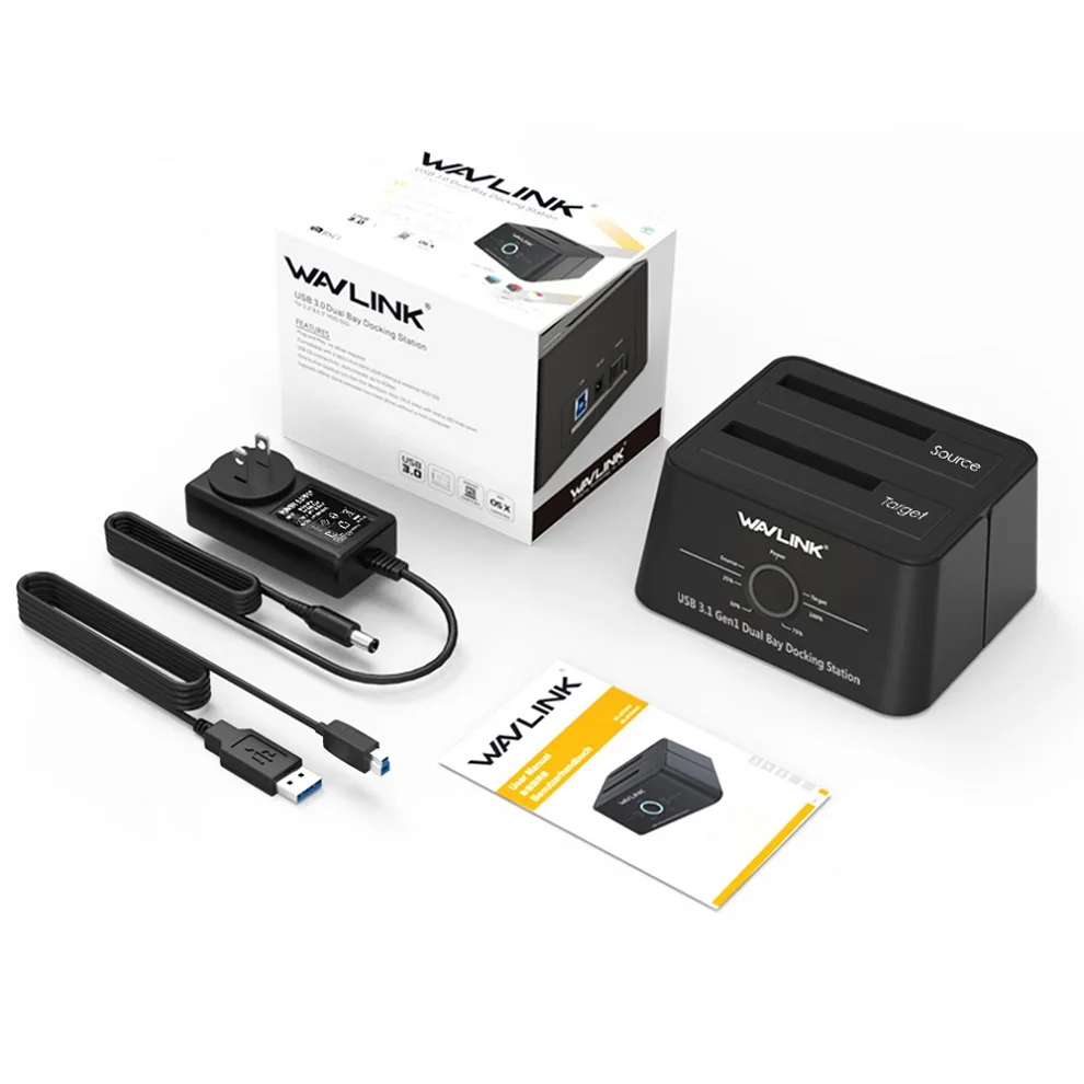Wavlink для жесткого диска SATA hdd корпус ssd 2 Bay SATA hdd док-станция для USB3.0 в автономном режиме клон функция 8 ТБ для 3," 2,5" жесткий диск SSD - Цвет: black color US plug