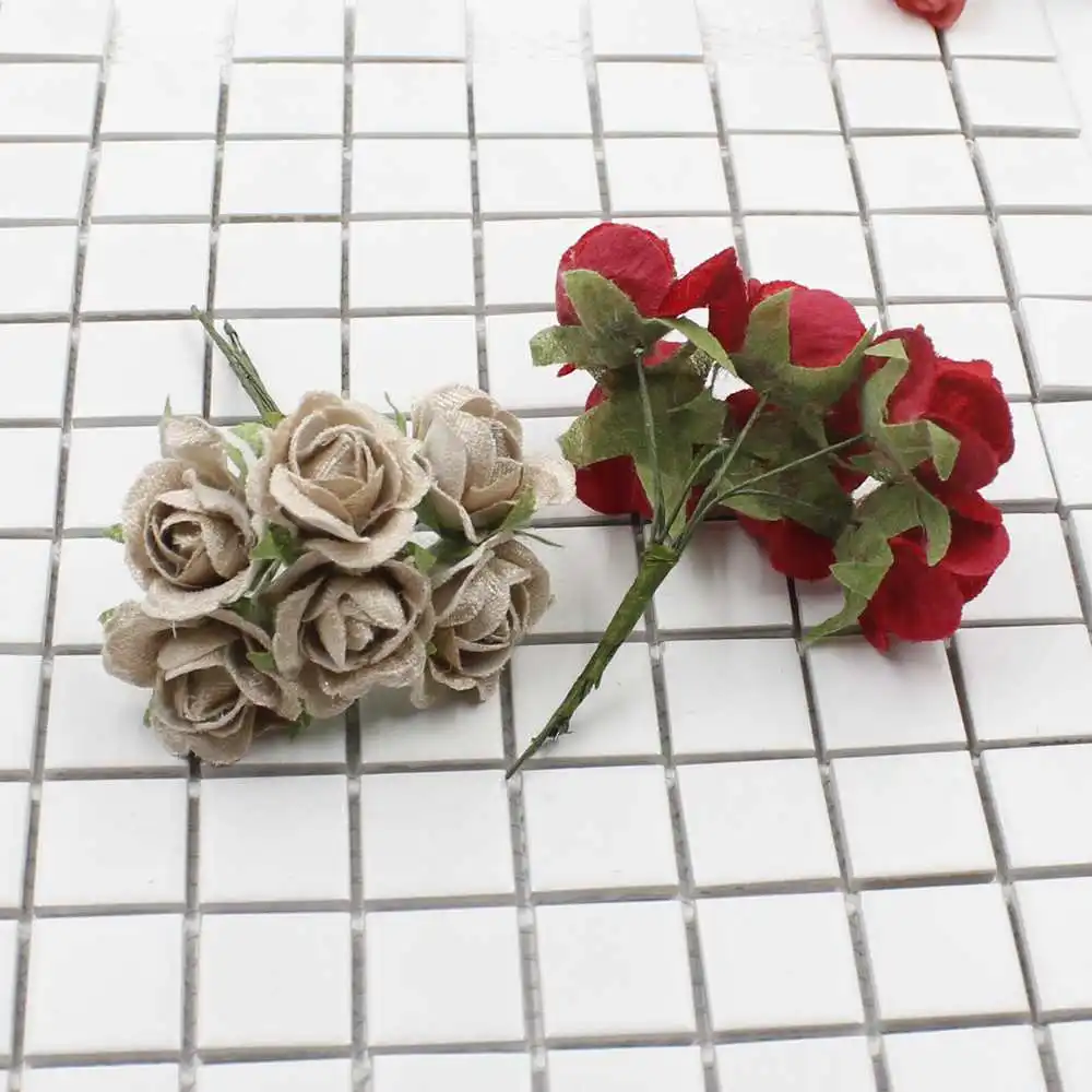 6 шт./партия высокое качество искусственные цветы букет роз из шелка подходит для
