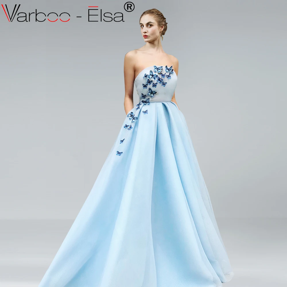 VARBOO_ELSA 2018 новое длинное платье без бретелек для выпускного вечера 3D бабочка