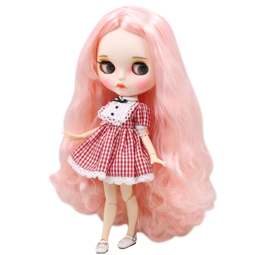 Кукла ICY DBS Blyth для No.BL136/1010 розовый микс белые волосы резные губы матовое лицо с