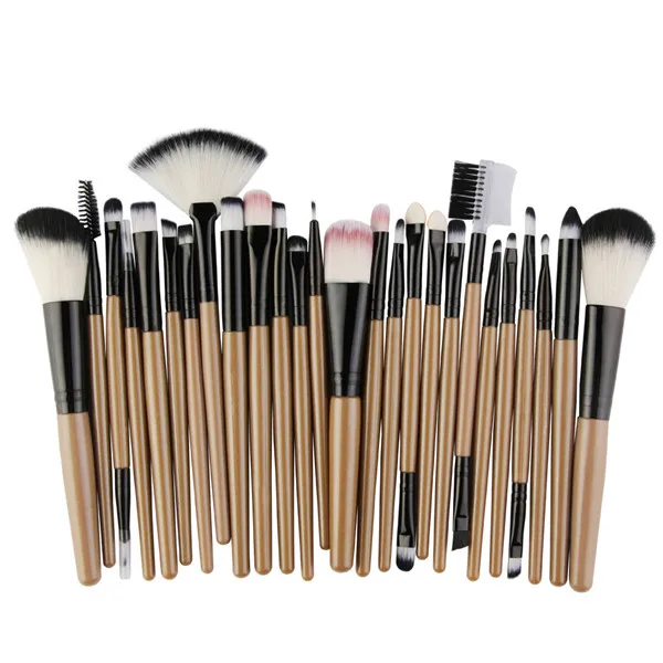 MAANGE Pro 25/18/15/10/5 шт. кисти для макияжа набор кистей для макияжа с деревянной для нанесения основы румян теней для век Карандаш для губ смешение косметики Красота принадлежности для макияжа - Handle Color: 25pcs Gold-Black