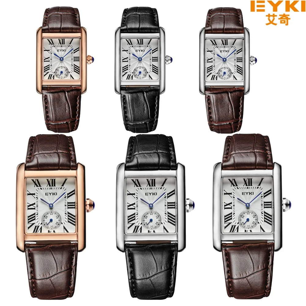 Часы Eyki с ремешком из натуральной кожи мужские и женские кварцевые часы