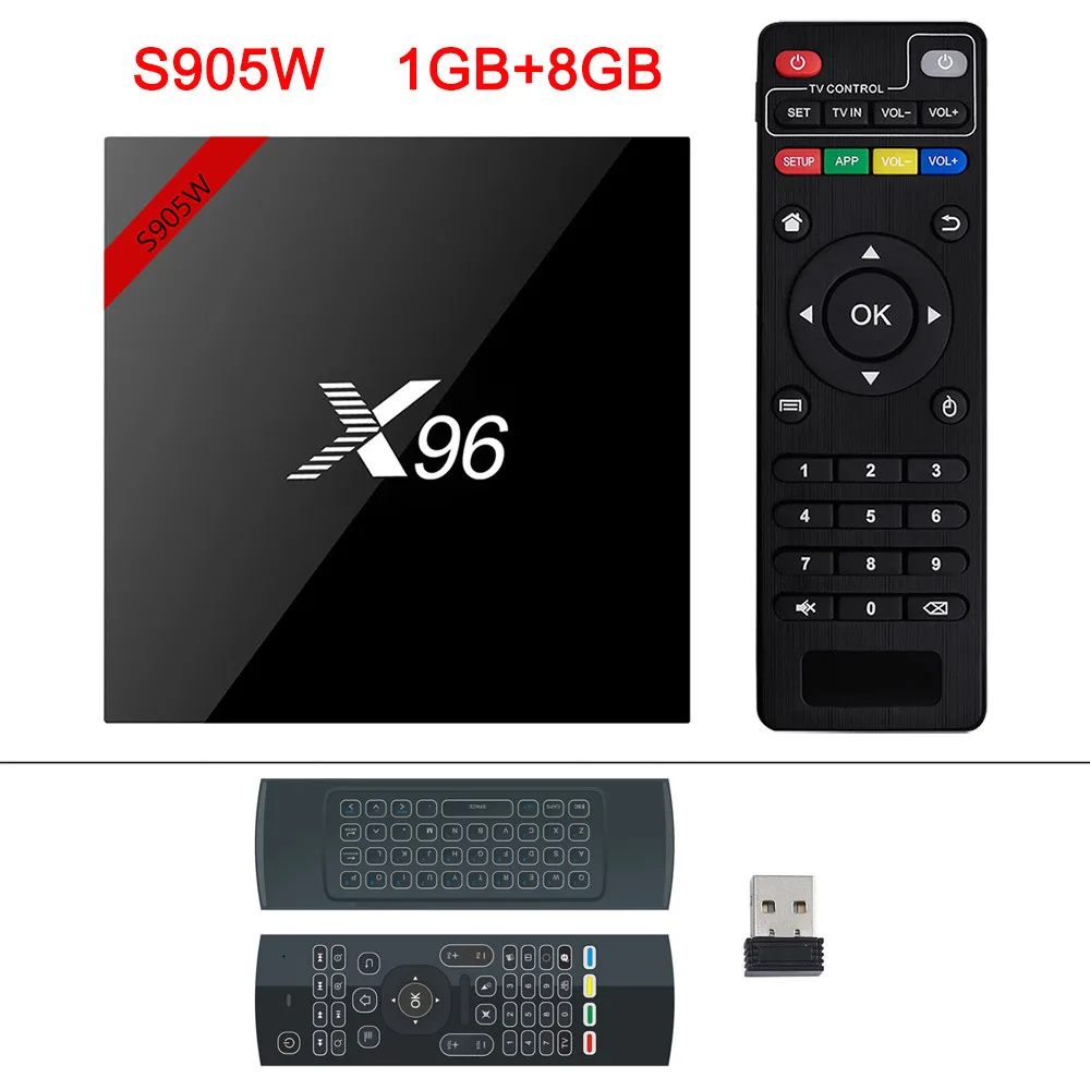 XGODY X96 Android 7,1 Smart tv Box S905W четырехъядерный 2 ГБ+ 16 ГБ 4K HD tv стример медиаплеер Netflix Youtube телеприставка - Цвет: 1GB 8GB Air Mouse