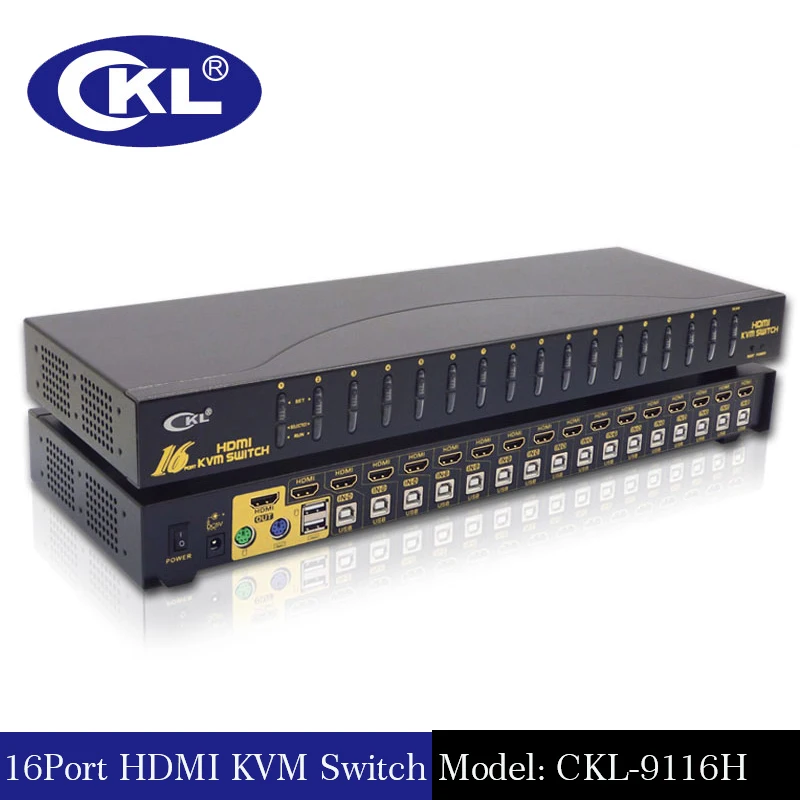 CKL 16 Port USB Auto HDMI KVM Switch PC Monitor Keyboard Mouse Switcher for Computer Server DVR NVR Support 1080P 3D CKL-9116H