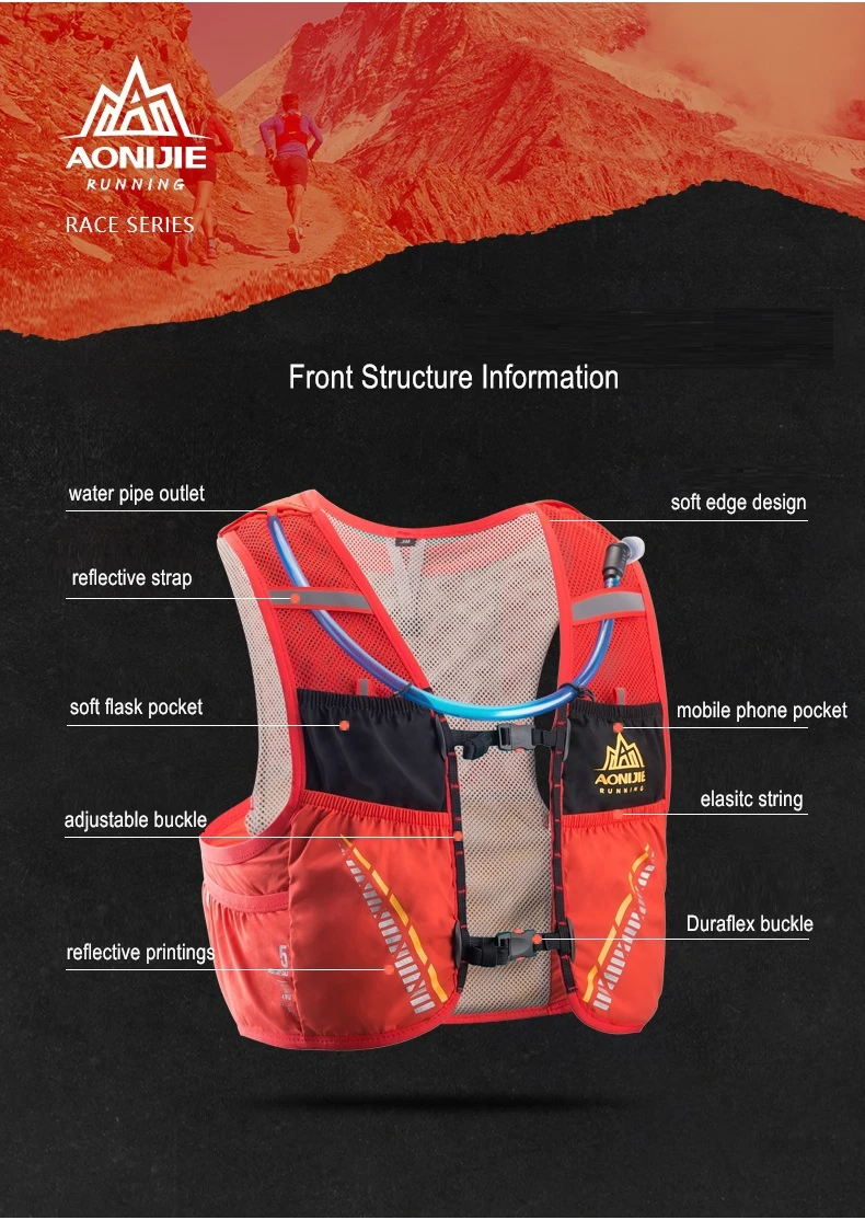 AONIJIE C933 5L Открытый Спорт бег рюкзак марафон Trail Running жилет гидратации пакет для 2L вода сумка Велоспорт Пеший Туризм Сумка