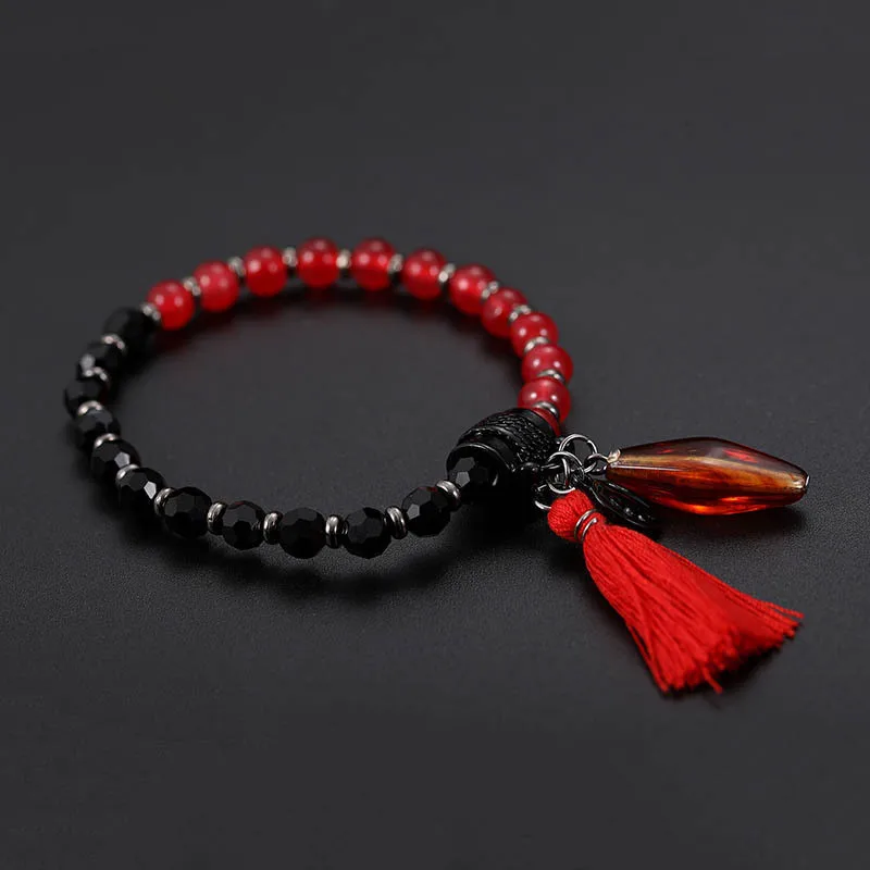 Kittenup Новая Мода Boho Стиль бусы Красный кисточкой Браслеты Натуральный камень Йога