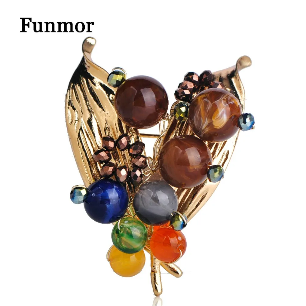 Женская брошка FUNMOR цветная в форме листьев и фруктов украшение пальто шарф с