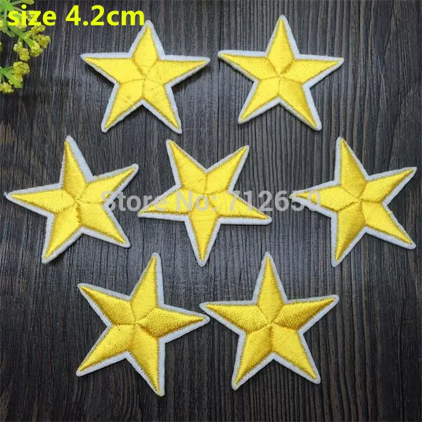 

WL New arrival 10 pcs Maize Color little star Embroidered patches iron on cartoon Motif Applique embroidery accessory