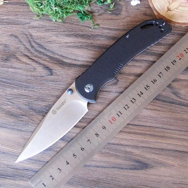 Ganzo G7531 58-60HRC 440C лезвие G10 или углеродного волокна ручка складной нож тактический нож наружный походный Нож EDC нож Карманный - Цвет: Черный