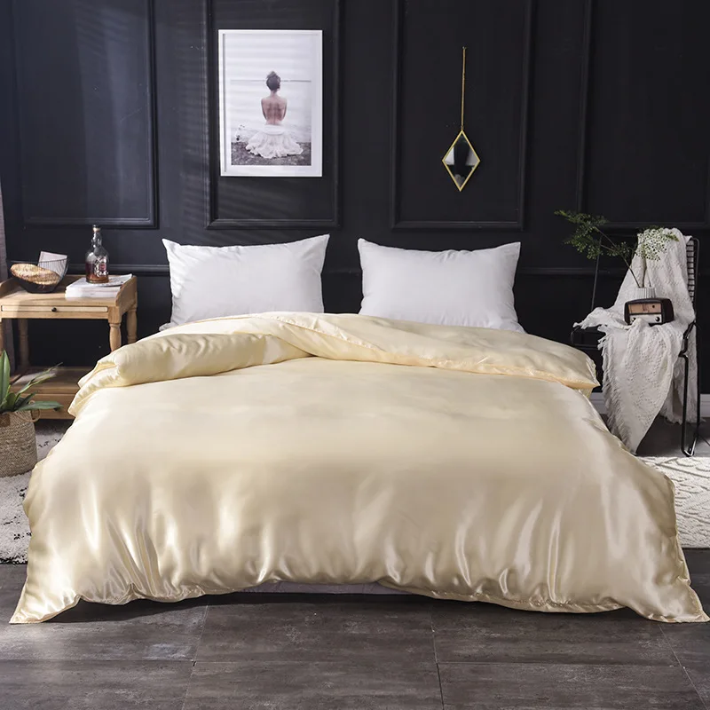 TS 1pcs Ice Silk Duvet Cover Seamless Luxury Various styles queen king quilt Cover free shipping - Color: TS