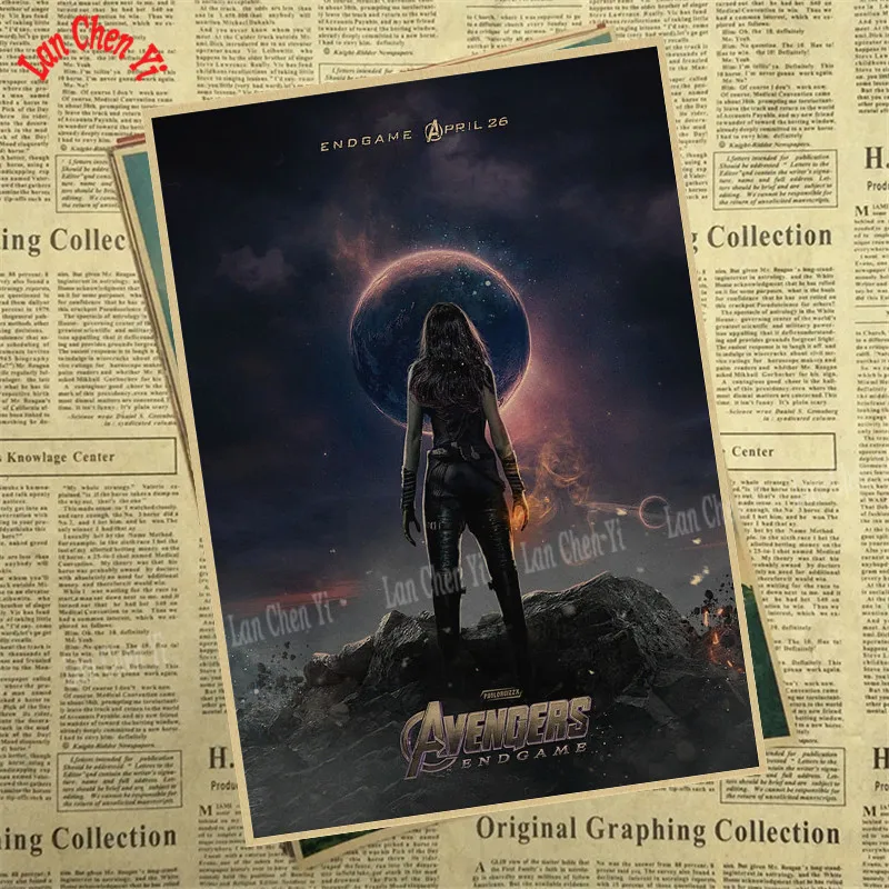 Белый Крафт-постеры принты Мстители эндшпиль Америка Marvel фильм Искусство настенные картины для гостиной домашний декор - Цвет: Белый