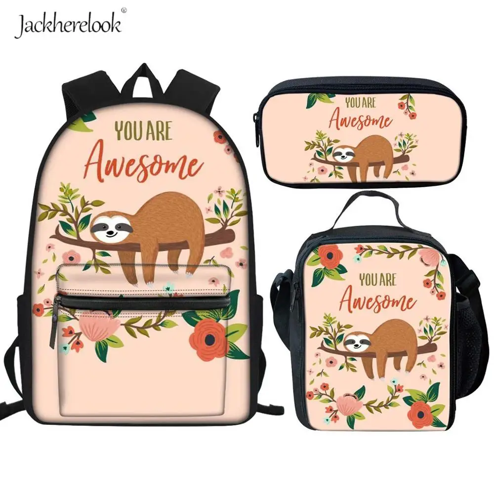 

2019 Children School Bags Girls Backpack Kids Sloth Printing Backpacks Set Schoolbag Waterproof Primary Student Bookbags Mochila