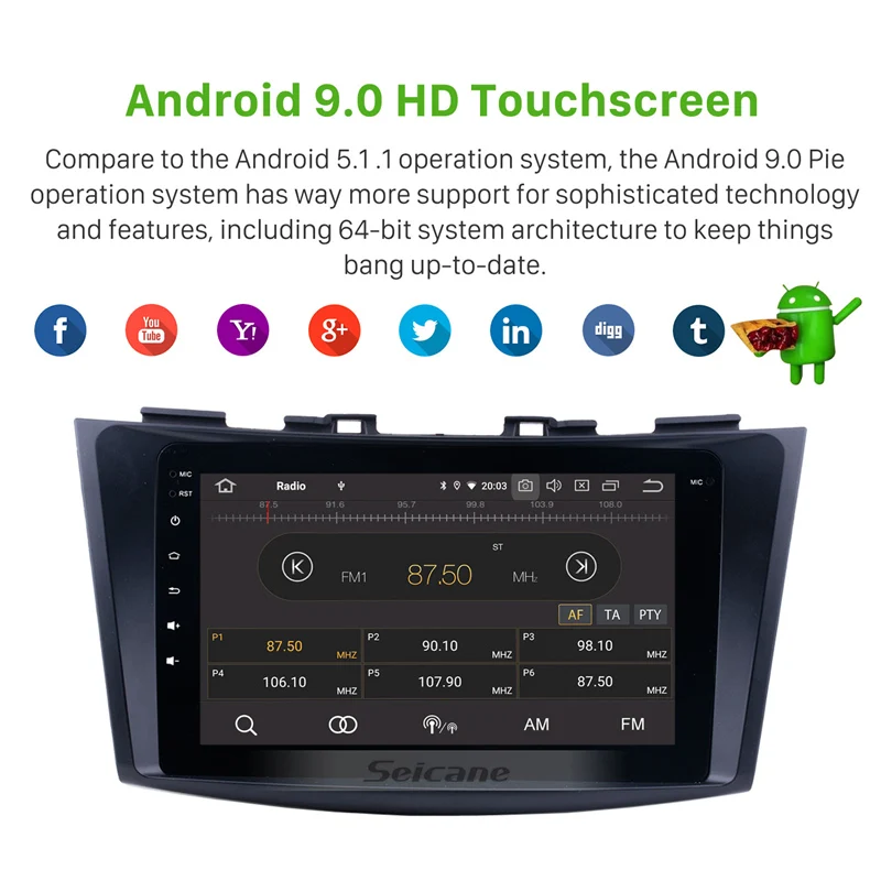 Seicane Android 9 0 дюймов автомобильное радио для 2011 2012 2013 Suzuki Ertiga Swift GPS мультимедийный