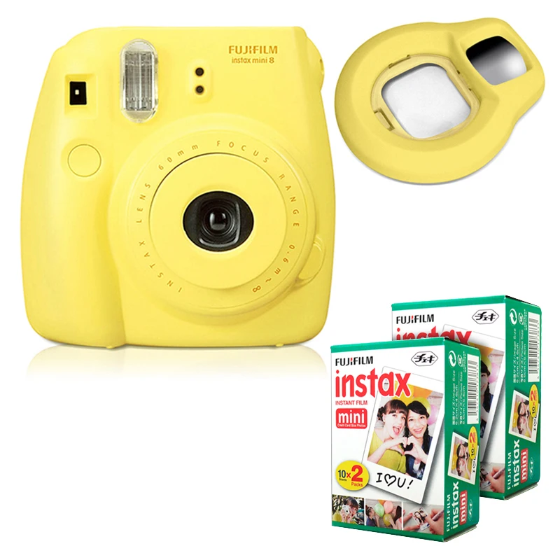 Fujifilm Instax Mini 8 мгновенная камера желтый + Fuji белый край 40 пленка крупным планом