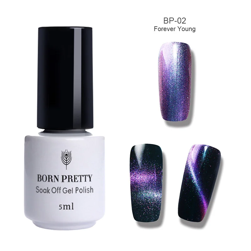 Holographic 02 5ml Born pretty, голографическая глаз хамелеона кота гель для ногтей 5 мл Магнитный замочить от УФ гель для маникюра Лак для ногтей черная основа - Цвет: Holographic 02 5ml