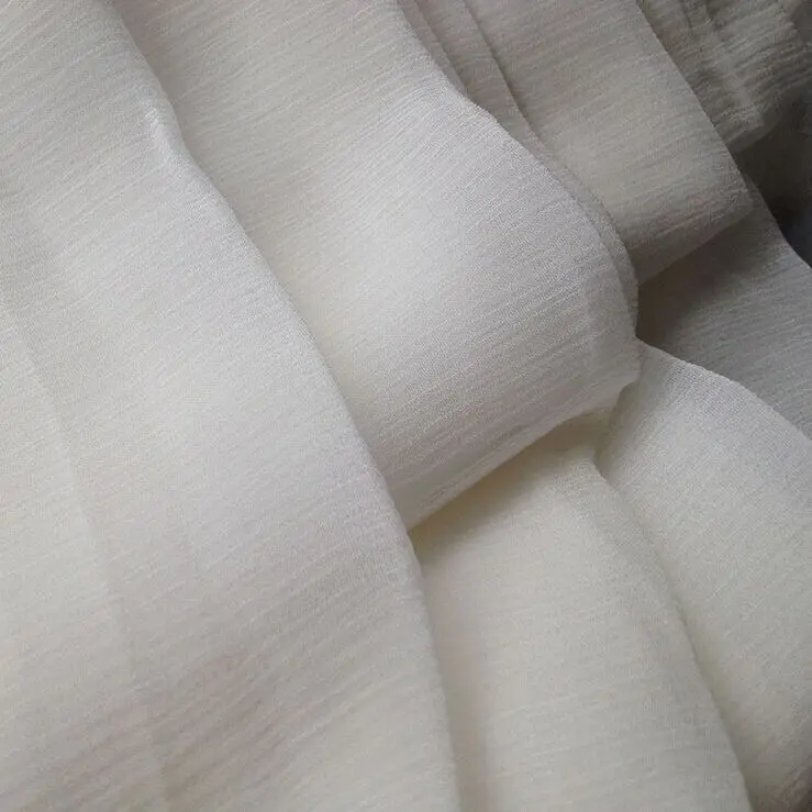 

8 mm Silk Crinkle Fabric 100% mulberry silk 110 cm 140 cm width 35 grams natural white color 100 meters small wholesale CC 003