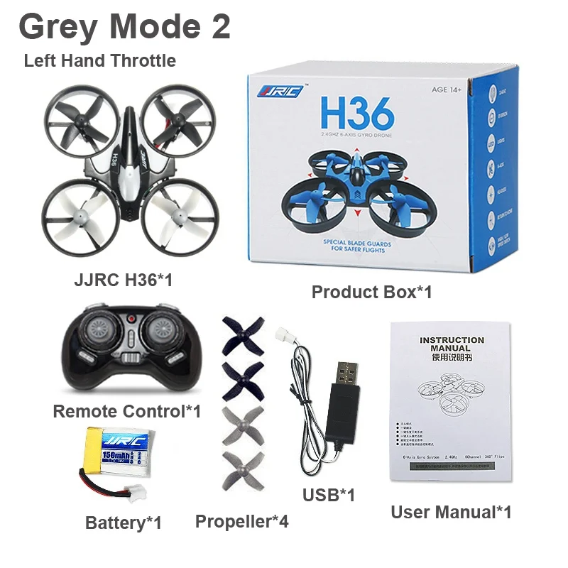 Gray 1 Battary JJRC H36 мини Дрон RC дроны-Квадрокоптеры Безголовый режим один ключ возврат RC вертолет Дрон лучшие игрушки для детей - Цвет: Gray 1 Battary