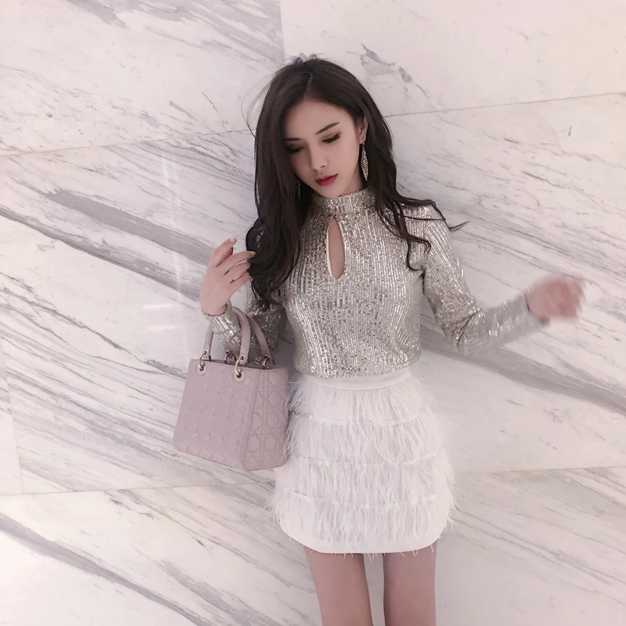 Новинка 2019 года сезон осень-зима темперамент расшитая блестками куртка со