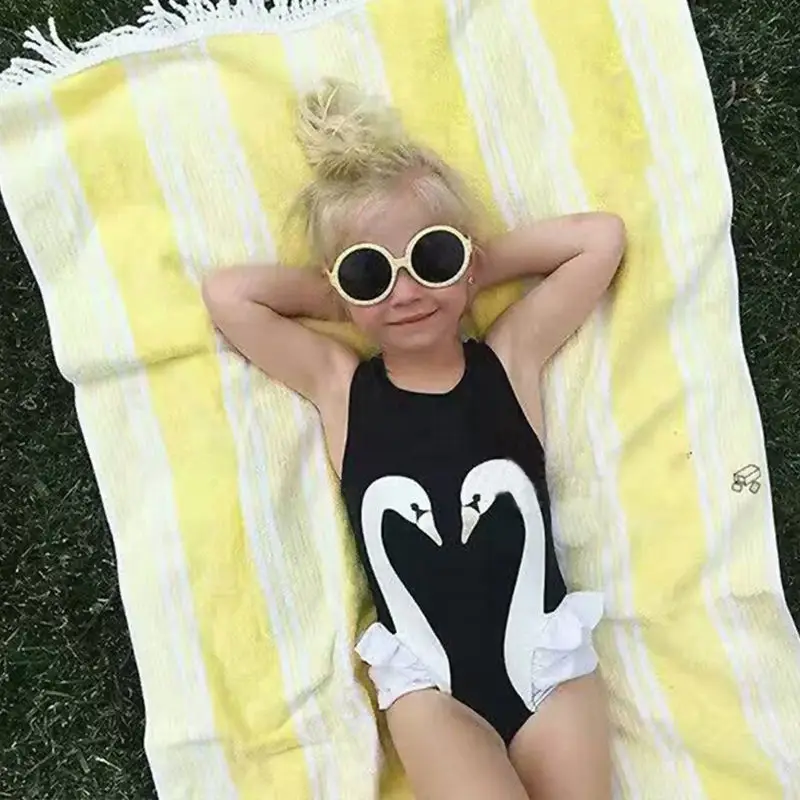 Купальник с лебедями 2019 новый милый детский купальник-бикини Для Маленьких