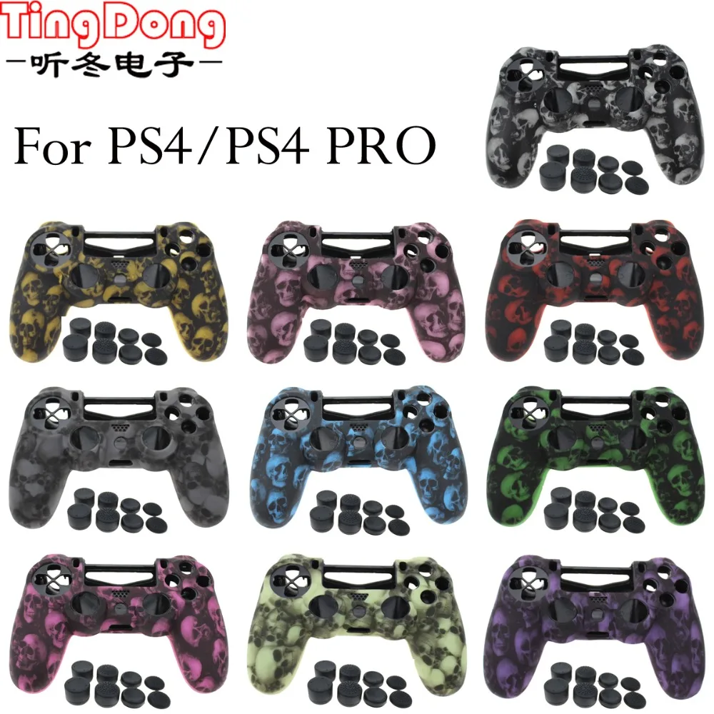 

For Playstation 4 PS4 Pro PS4 Slim Gamepad Protect Camouflage Camo Silicone Gel Guards Soft sleeve Skin Grip Cover Case +8 Caps