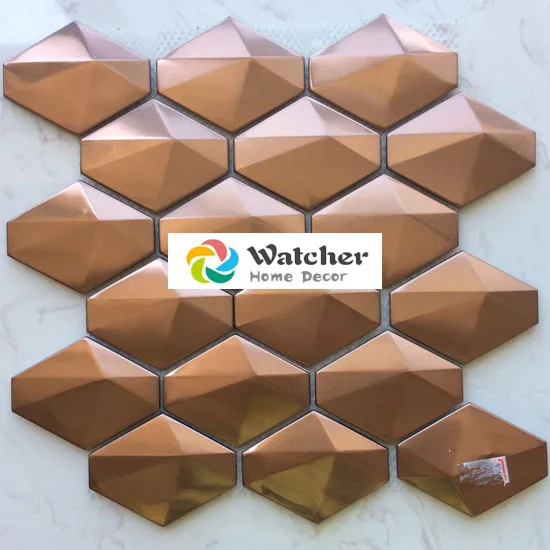 rose gold color Большая плитка розового золота из нержавеющей стали металлическая мозаичная плитка фиолетовая металлическая мозаика Пирамида дизайн 3D - Цвет: rose gold color