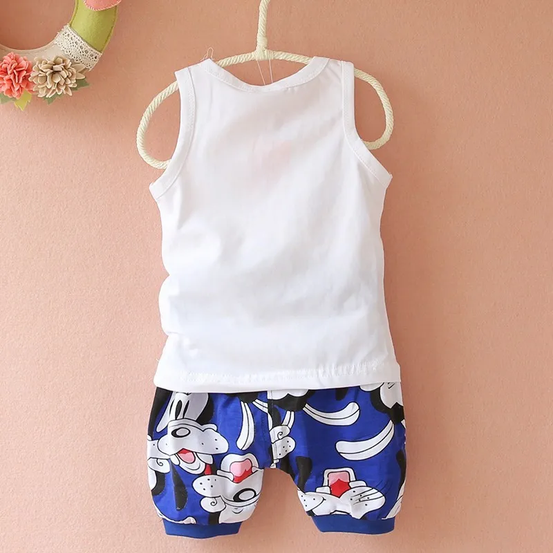 BibiCola baby boys summer clothing sets infant sleeveless t-shirt + shorts 2pcs cartoon clothes set child boy sports suits |