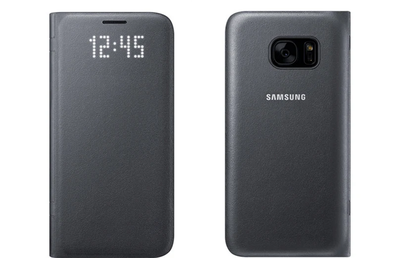 Для samsung светодиодный Обложка Smart Cover чехол для телефона для samsung GALAXY S7 край G935F S7 G930F Тонкий флип чехол - Цвет: Black