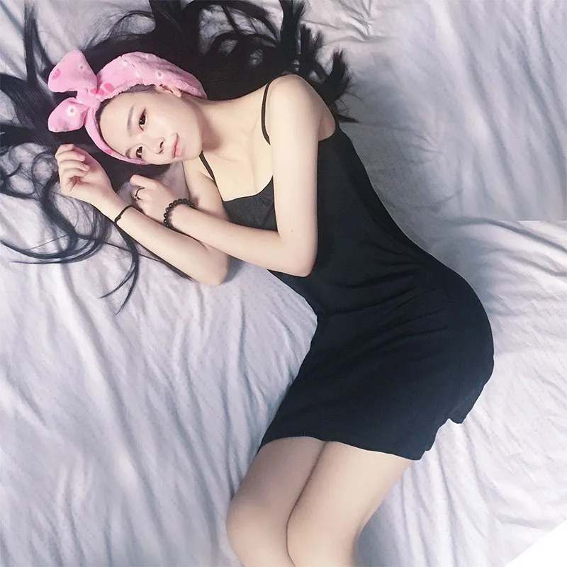 Женское летнее платье юбка с лямками на плечах Нижняя без рукавов ночная рубашка