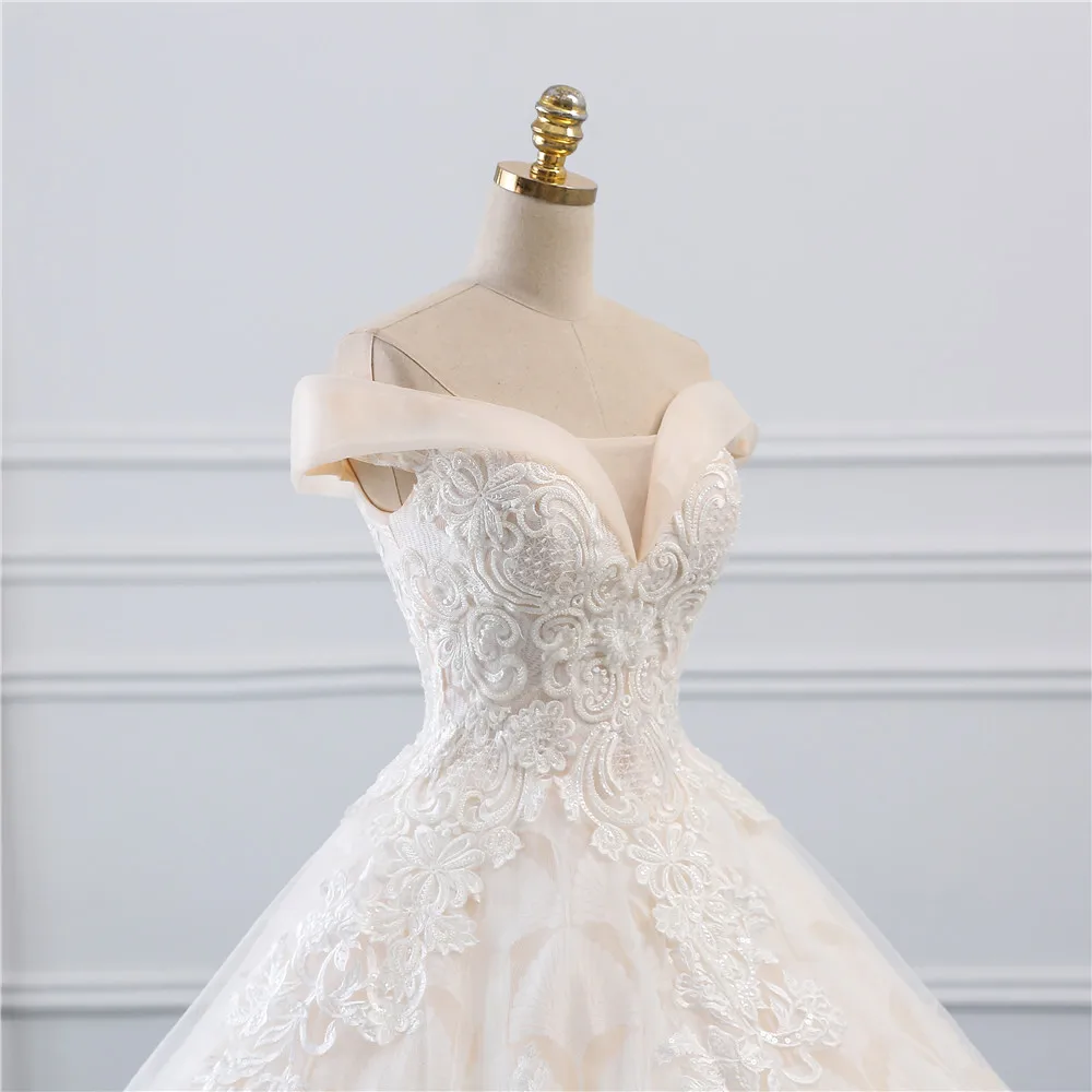 Fansmile, новинка, Vestidos de Novia, винтажное бальное платье принцессы, Тюлевое свадебное платье, качество, кружевное свадебное платье невесты, FSM-521F