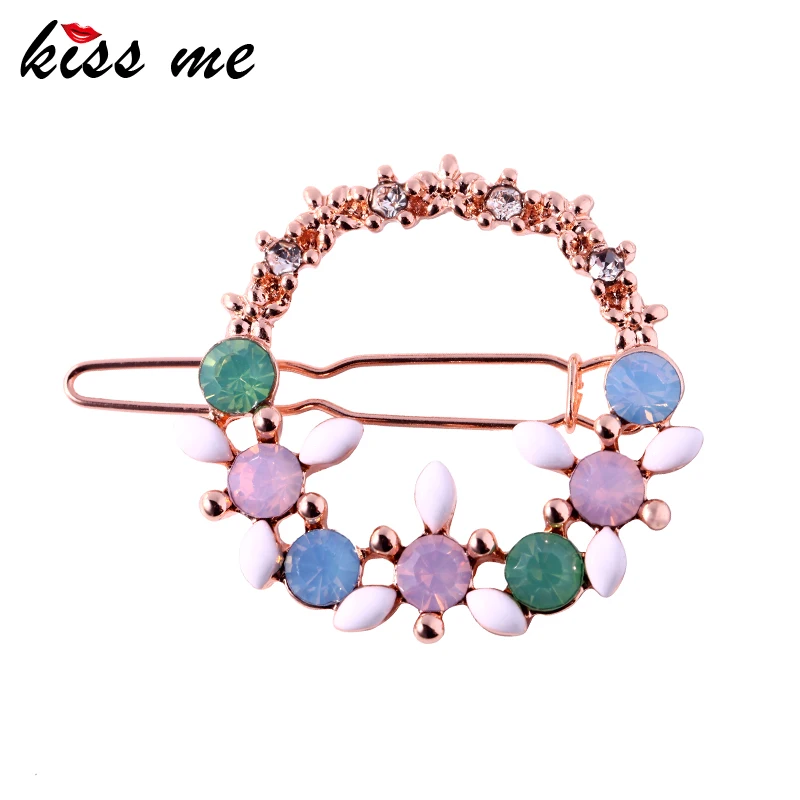 KISS ME круглые парики женские Подарочные красочные уникальный кристалл белый узор на эмали Заколки модные ювелирные аксессуары
