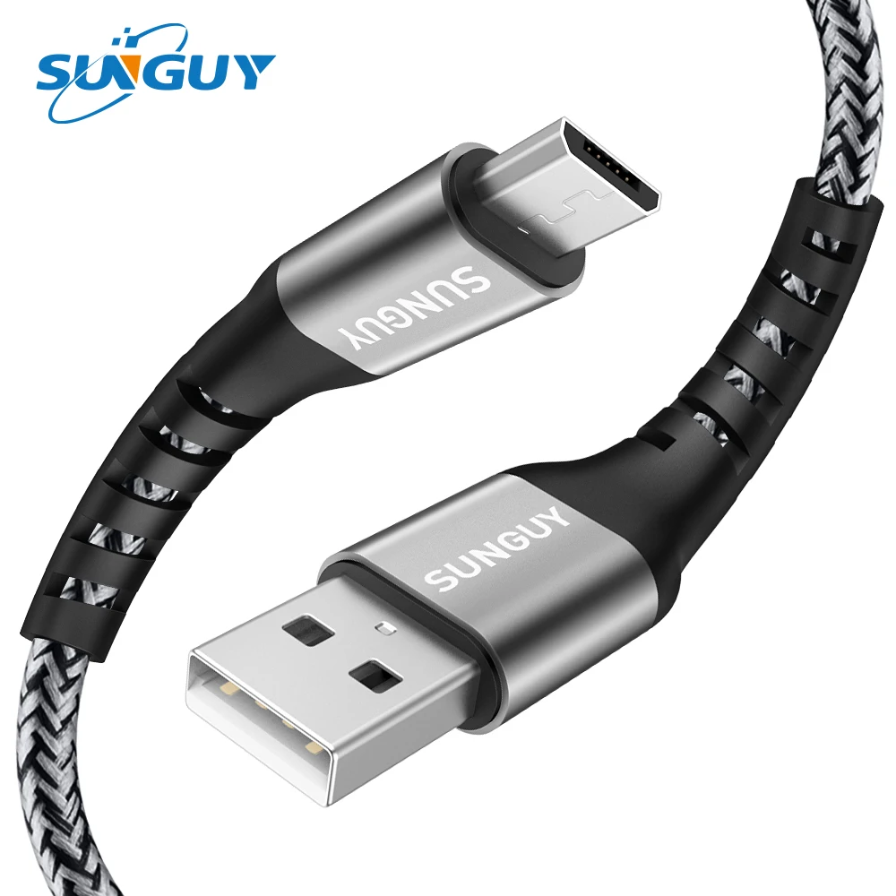 SUNGUY Micro USB кабель плетеный 2.4A Быстрая зарядка передачи данных для samsung S7 S6 edge Moto G5/G5