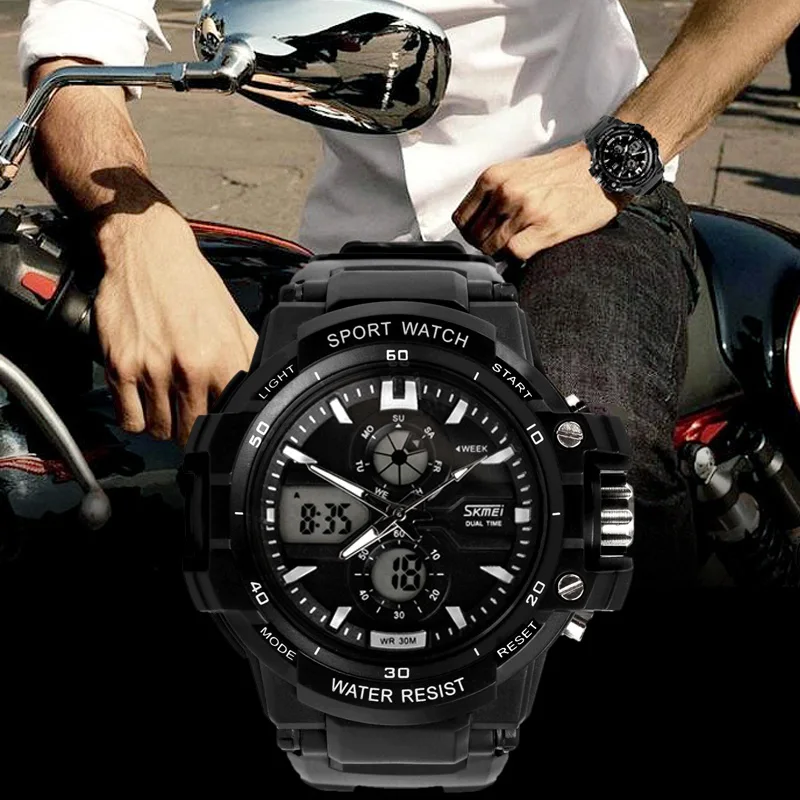 Waterproof Skmei Brand Sports Watch Men's Student High Quality Wristwatches Digital And Analog Military LED Watches 0990 | Наручные