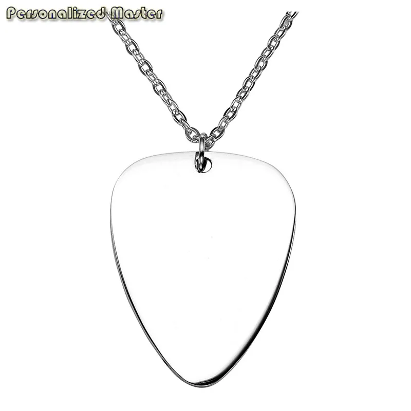 Personalized Master Customized Pendant Engraved Guitar Pick Necklace Stainless Steel DIY Charm Pendant Jewelry for Musician