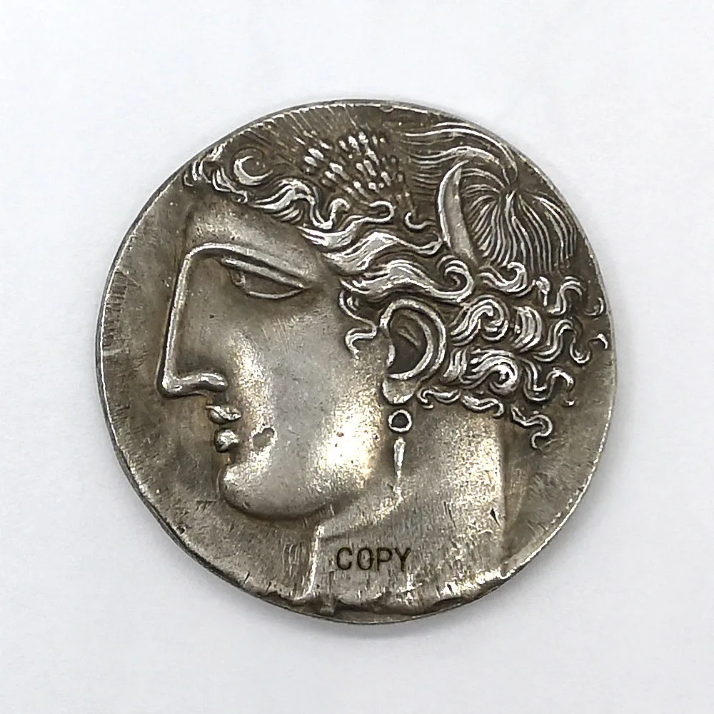 Греческая богиня Athena старинная муха лошадь монеты с посеребренным покрытием