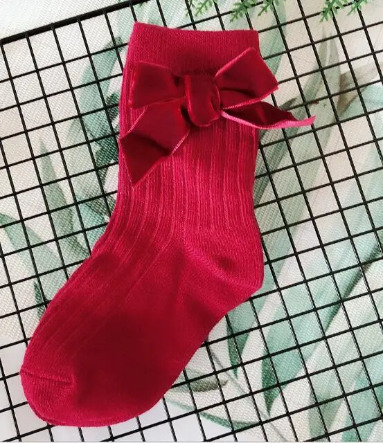 red Носки без пятки для девочек; Новинка; сезон осень-весна; кружевные детские носки принцессы с бантом - Цвет: red