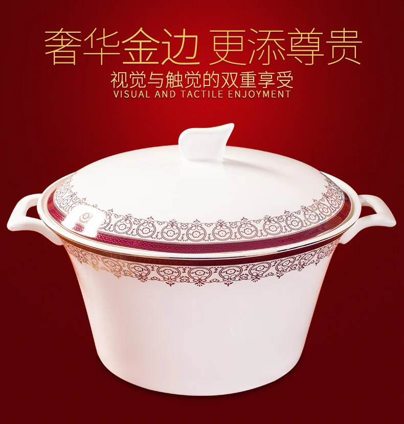 Tangshan посуда Guci красный пион керамическая чаша дисковая пластина комбинированная Бытовая фарфоровый набор западные блюда