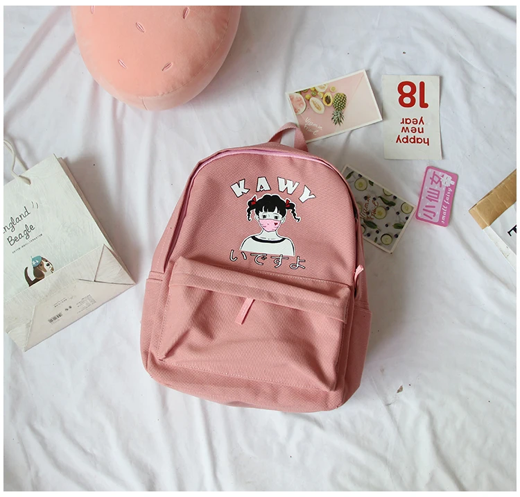 Harajuku Симпатичные школьные рюкзаки для девочек подростков Kawaii аниме принт