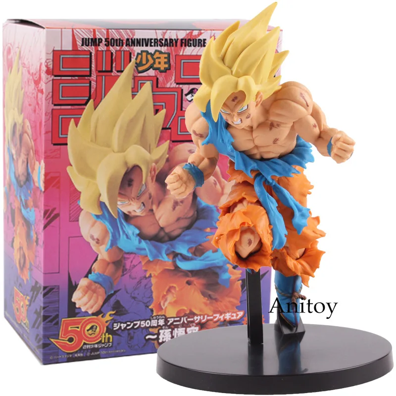 with box Прыжок 50-летия Dragon Ball Z Супер Саян Гоку ПВХ Статуэтка Сон Гоку Коллекционная модель игрушки 22 см - Цвет: with box