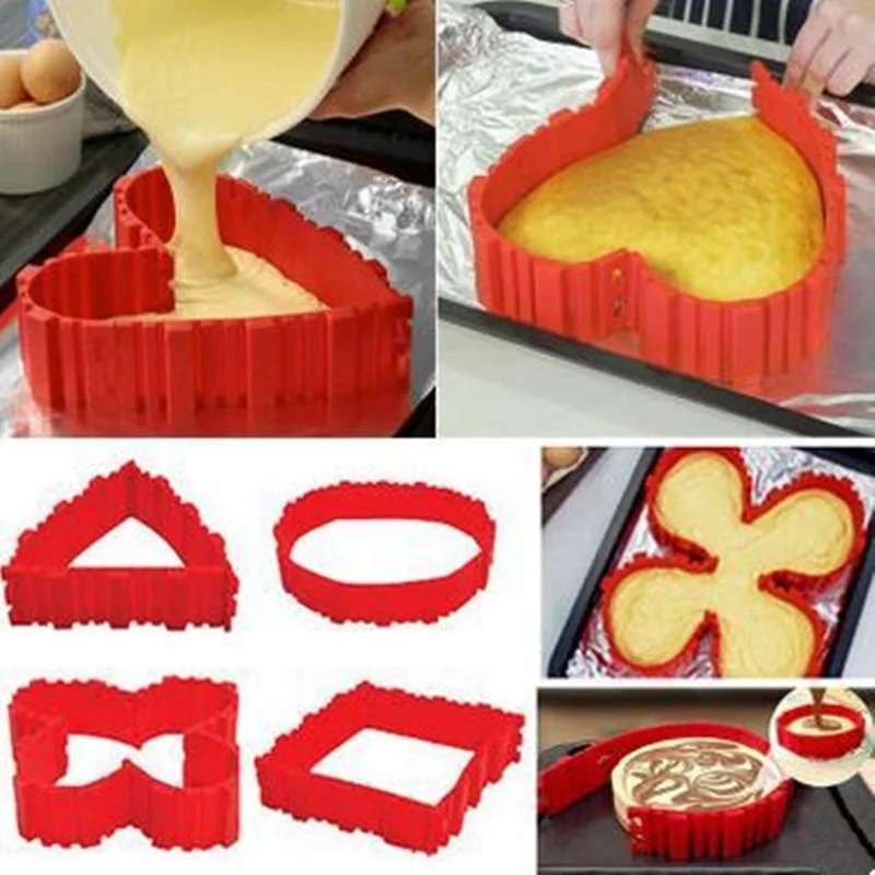 4 шт силиконовая форма для торта змея DIY выпечки сердца квадратной прямоугольной