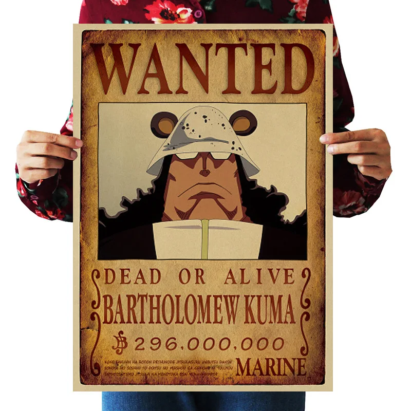 69 стилей ONE PIECE Wanted постеры игрушки винтажный постер Луффи Эйс джинбе нами и Чоппер Робин Зоро Санджи Усопп аниме наклейка 51x36CM